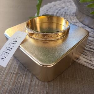 Lauren Ralph Lauren Gold Tone with Crystals Monogram Bangle